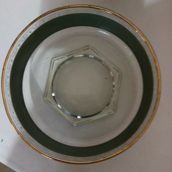 vitg Jeanette Hellenic Green Frosted Glass Serving Bowl  9” Greek Revival - Picture 4 of 7